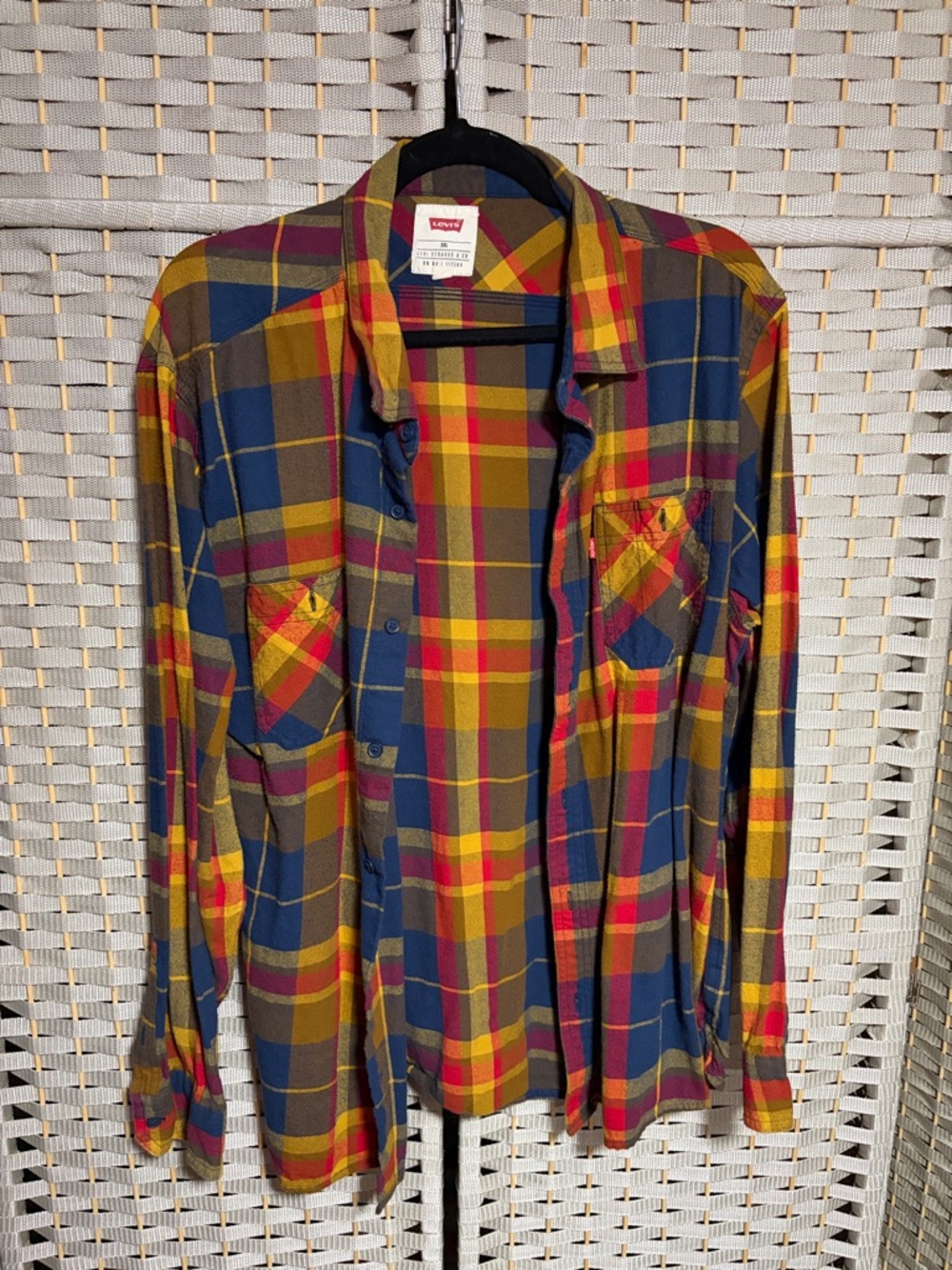 Levi's Men's Plaid Button-Down Shirt in Yellow, Blue & Red